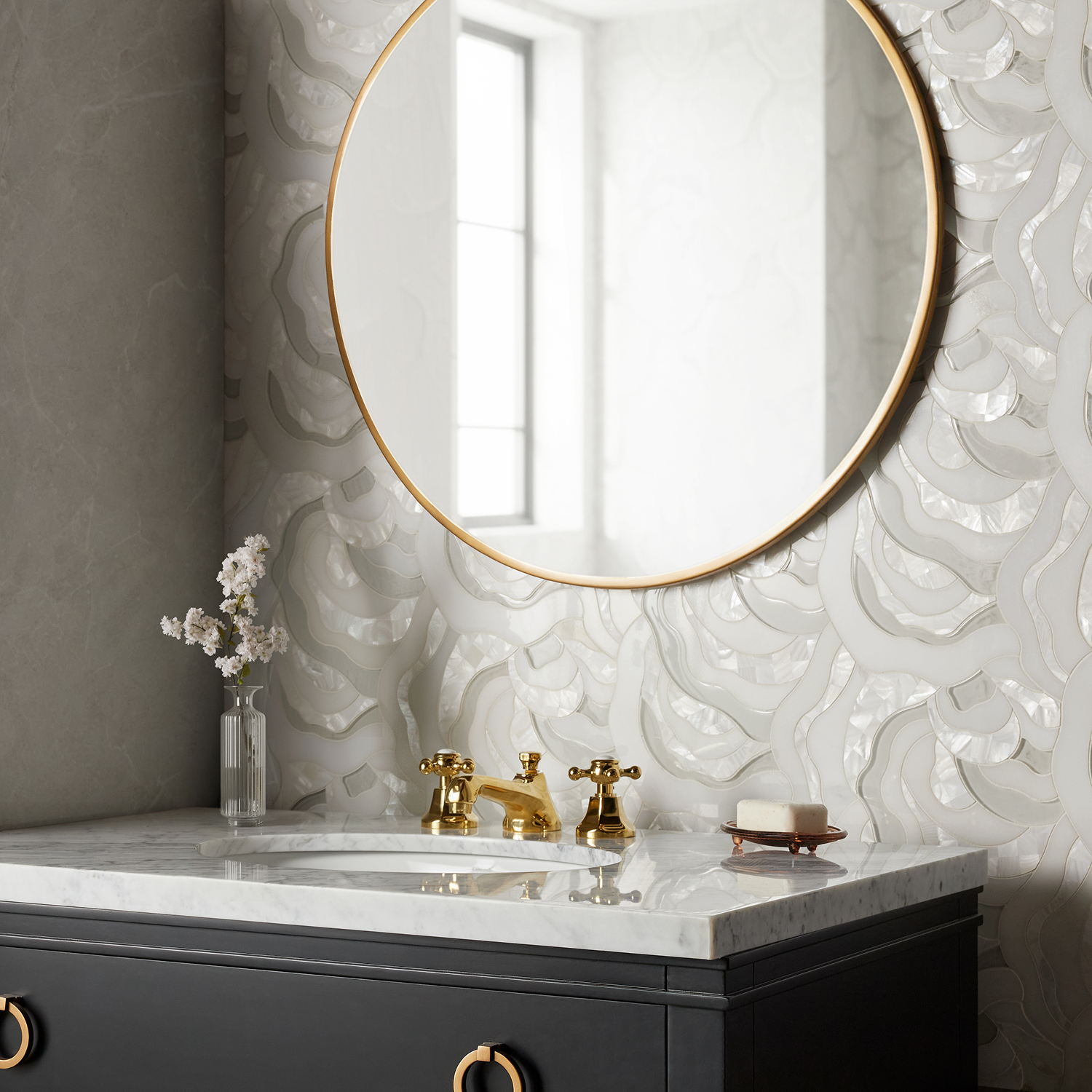 colorful glazed terracotta tiles stacked from a top-down view